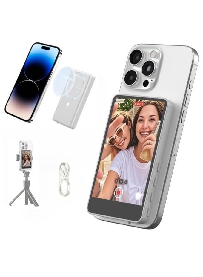 SYNCO XView M4 Phone Vlog Selfie Monitor Low Latency Time Magnetic Fix P2P Connectivity Bluetooth Remote Control (White) - Image 1
